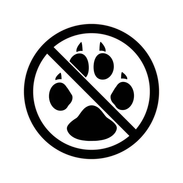 Huisdieren niet toegestaan silhouet teken. Winkel symbool met gekruiste kat poot. Huisdiereneigenaar waarschuwing vectorillustratie voor pictogram, sticker, patch, label, certificaat of cadeau kaart decoratie — Stockvector