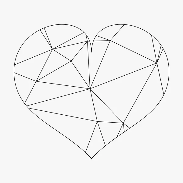 Corazón geométrico abstracto de líneas y puntos, forma poligonal. Fondo del día de San Valentín — Archivo Imágenes Vectoriales