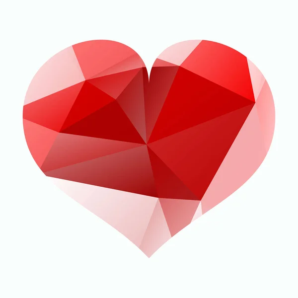 Czerwone serce origami na białym tle. Ilustracja wektorowa. Streszczenie wielokątne serce. Symbol miłości. Low-Poly kolorowy styl. Romantyczne tło Walentynki. W EPS 10 — Wektor stockowy