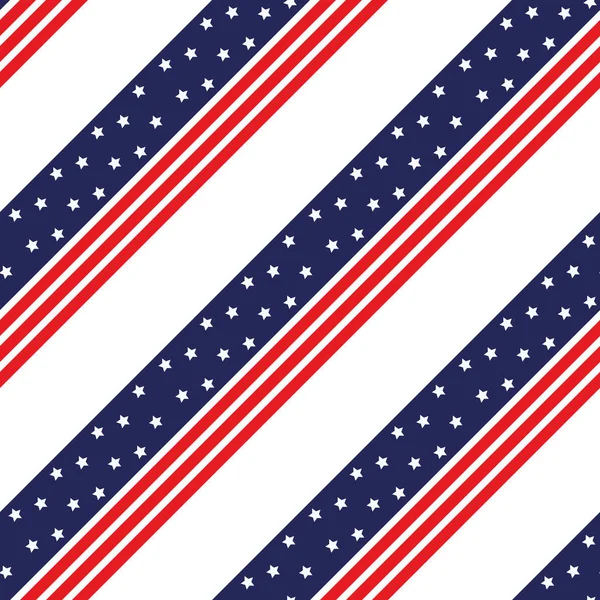 Modèle sans couture drapeau national des États-Unis avec des rayures étoiles bleu et rouge. Modèle adapté aux affiches, cartes postales, tissu ou papier d'emballage . — Image vectorielle