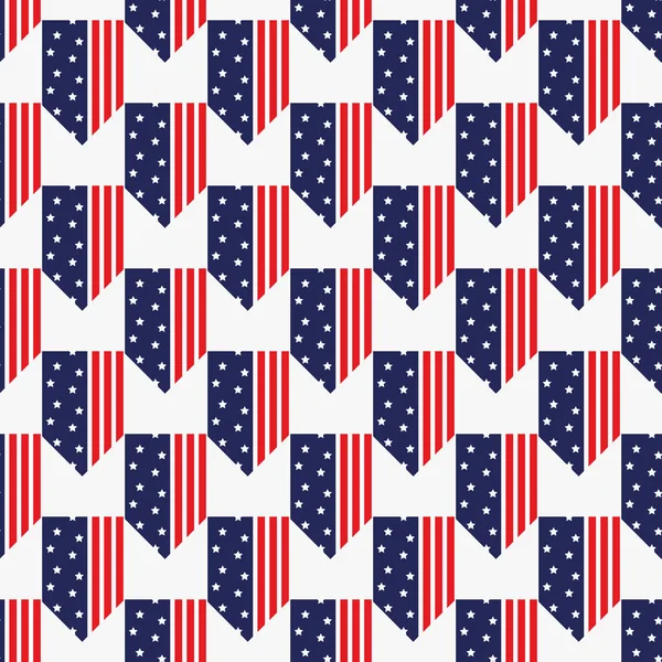 Nahtloses Muster National USA Flagge mit Streifen Sterne Blau und Rot. Muster passend für Poster, Postkarten, Stoff oder Geschenkpapier. — Stockvektor