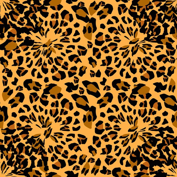 Modèle léopard. Impression vectorielle transparente. Texture animale réaliste. Taches noires et jaunes sur fond beige. Modèle répétitif abstrait imitation de peau de léopard peut être peint sur des vêtements ou un tissu . — Image vectorielle