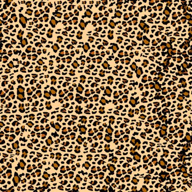 Leopard pattern. Seamless vector print. Realistic animal texture. Black and yellow spots on a beige background. Abstract repeating pattern - leopard skin imitation can be painted on clothes or fabric. clipart