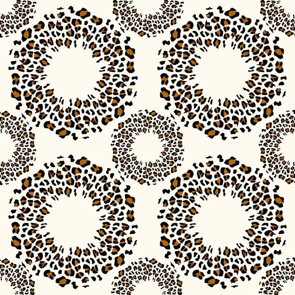 Nahtloses Muster mit Leopardenkreisen, trendigem Rock- oder Punkdesign, Vektor-Illustrationshintergrund. eps10 — Stockvektor