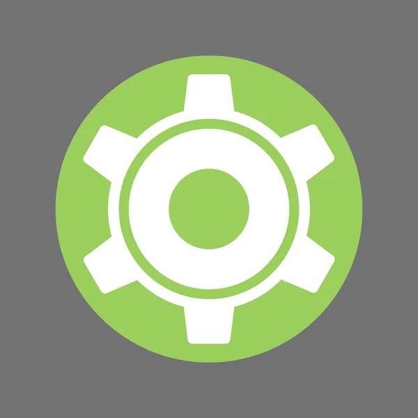 Dişli simgesi. İllüstrasyon tarzı düz ikonik iki renkli eko yeşil ve beyaz arka plan üzerinde gri sembolüdür. Rasterized kopya Jpg — Stok fotoğraf