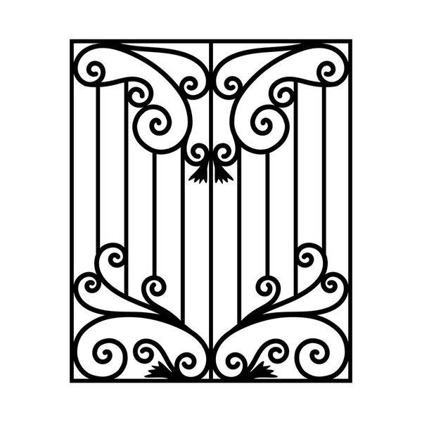 Wrought iron modules, usable as fences, railings, window grilles isolated on white background