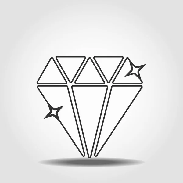 Diamant lineaire pictogram. Illustratie van de dunne lijn. Glanzende briljante gem contour symbool. Geïsoleerde overzicht vector tekening — Stockvector