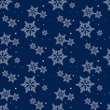 Kar tanesi pürüzsüz desen. Klasik kış geçmişi. Noel koleksiyonu. Vektör illüstrasyonu