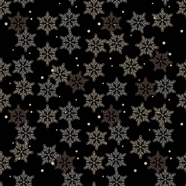 Snowflake padrão sem costura. Fundo retro preto e marrom. Elementos caóticos. Textura de forma geométrica abstrata. Modelo de design para papel de parede, embalagem, têxtil. Ilustração vetorial eps10 —  Vetores de Stock