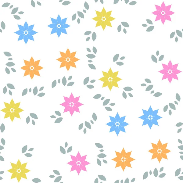 Patrón sin costura abstracto con flores y hojas. Ilustración vectorial — Archivo Imágenes Vectoriales