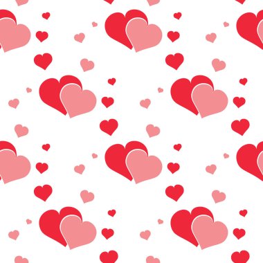 Kalp dikişsiz desen. Renkli kalpler. Hediye paketi için ambalaj tasarımı. Soyut geometrik modern arka plan. Vektör illüstrasyon. Art deco tarzı. Kalp dikişsiz desen