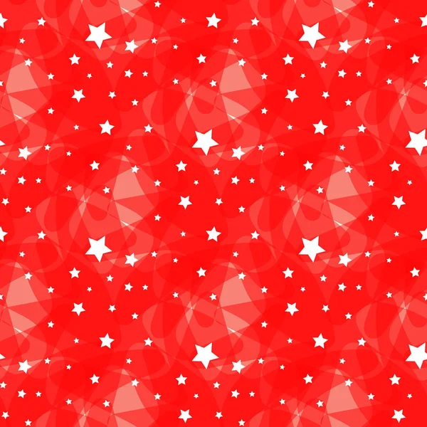 Patrón vectorial hecho con estrellas blancas sobre fondo rojo — Vector de stock