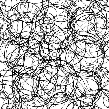 Rasgele, dağınık daireler, ovaller ile soyut vektör grafik. Şekil gibi soyut modern sanat. Kıvrımlı çizgiler öğesi.