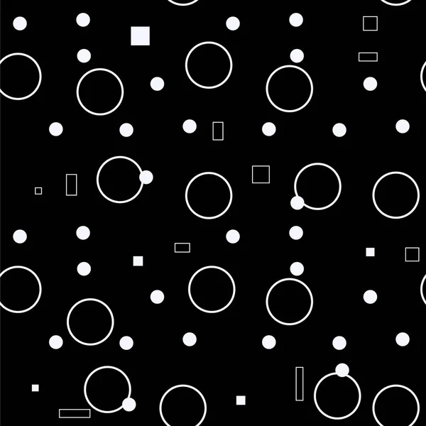 Modèle sans couture. Fond abstrait avec cercles et carrés. Ornement à pois noir et blanc eps10 — Image vectorielle