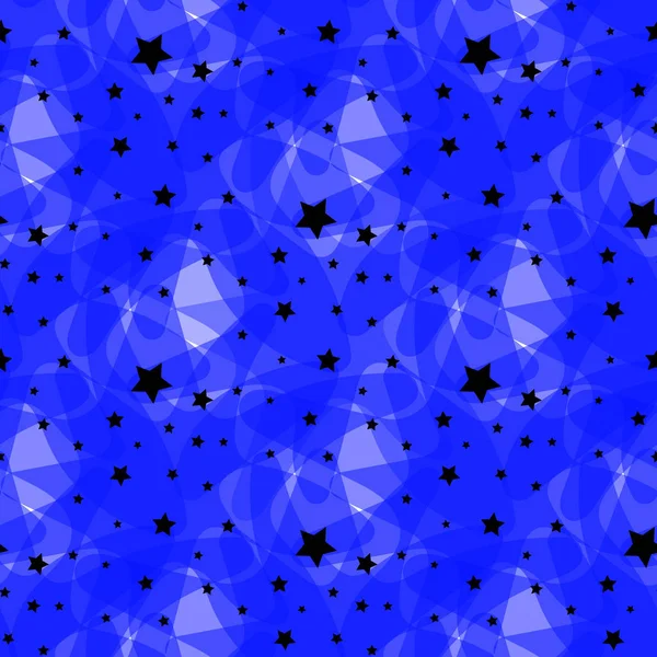 Vektormuster mit weißen schwarzen Sternen auf blauem Hintergrund Folge 10 — Stockvektor