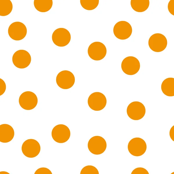白い背景にオレンジ色の水玉模様のシームレスなパターン。ベクトルイラスト。eps 10 — ストックベクタ