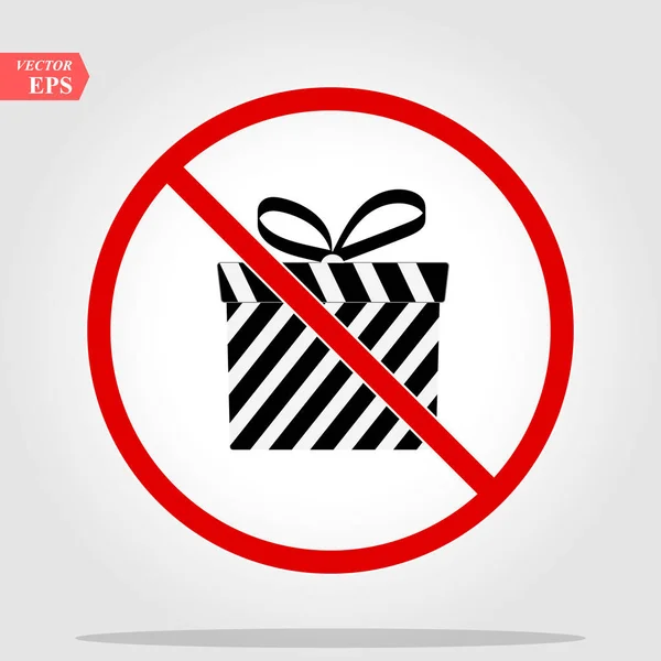 Nee of stop. Geschenk doos met percentage pictogram. Huidige of verkoop teken. Verjaardag winkelen symbool. Pakket in gift wrap. Verboden verbod stop symbool. Geen pictogram voor kortingsaanbiedingen. Vector — Stockvector