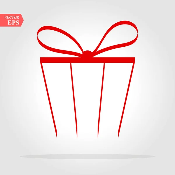 Rode Gift. Geïsoleerd vector icoon, teken, embleem, pictogram. Platte stijl voorontwerp, Web, logo of UI. Eps10 — Stockvector