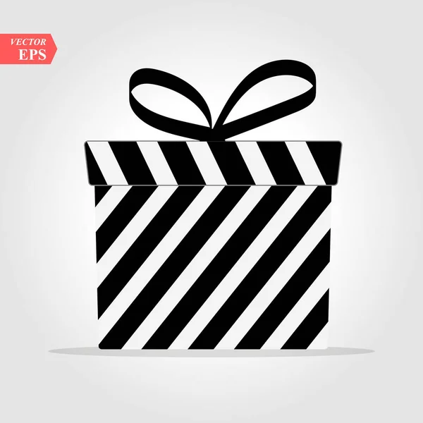 Geschenk doos, presenteert geïsoleerd op wit. Zwart-wit verpakt. Verkoop, winkelconcept. cadeau voor verjaardag, Kerstmis. Kerst en Nieuwjaar, Gift Box witte achtergrond — Stockvector