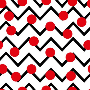 Zig zag chevron arka plan üzerinde kırmızı noktalar ile kiremit vektör deseni