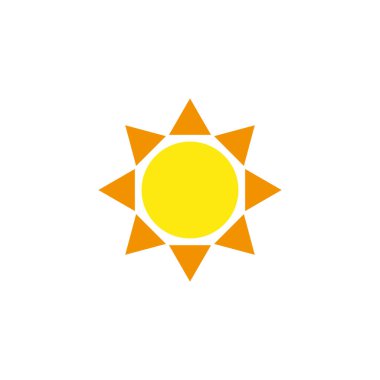 Beyaz sarı güneş simgesi vektör illüstrasyon logo şablonu