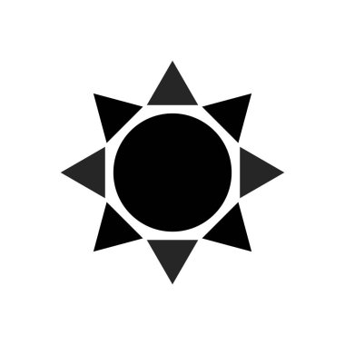 Beyaz siyah güneş simgesi vektör illüstrasyon logo şablonu