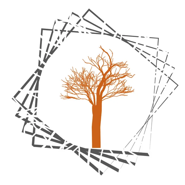Έννοια της φύσης και των φυτών που αντιπροσωπεύεται από ξηρό πορτοκαλί εικονίδιο δέντρου. απομονωμένη και επίπεδη εικόνα διάνυσμα eps10 νεκρά δέντρα σιλουέτα — Διανυσματικό Αρχείο