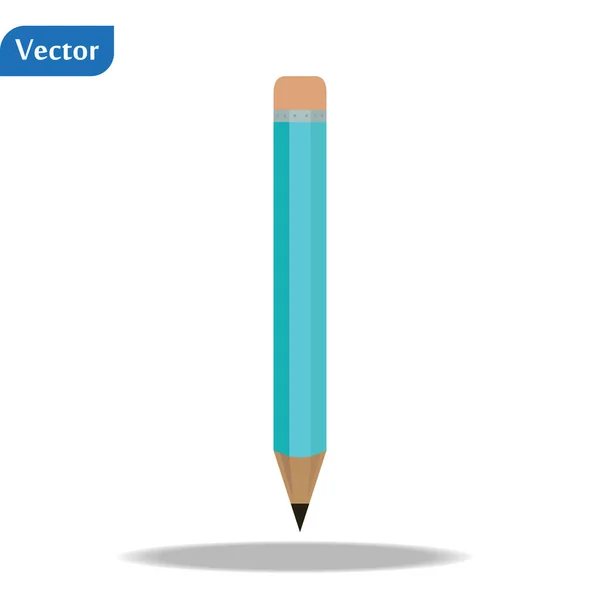 Realistická podrobná, zaostřená modrá tužka, izolovaná na bílém pozadí. Vektorová ilustrace Eps10 — Stockový vektor