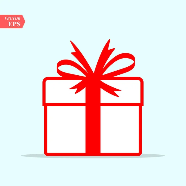 Illustratie van het pictogram van de Rode Gift Box op de achtergrond. Kerstcadeau pictogram illustratie vector symbool. Huidige geschenk doos icoon. Pakket in gift wrap, Vector eps10-Box icoon — Stockvector