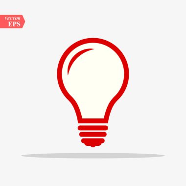 Kırmızı Ampul ışık vektör simgesi. Aydınlatma Elektrik lambası. Elektrik, parlaklık. Ampul simge vektörü, arka planda izole edilmiştir. Ampul ampul simgesi - Fikir işareti, çözüm. Ampul ampul sembolü Enerji - Vektör