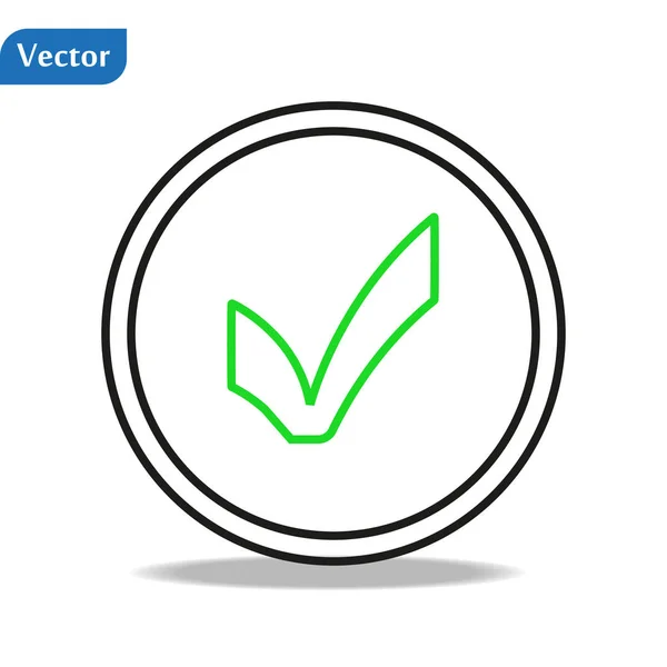 Cochez l'icône icône icône plate. Symbole de contour unique de haute qualité pour la conception Web ou l'application mobile. Signes de ligne mince de la technologie pour le logo de conception, carte de visite, etc. Schéma logo de contrôle — Image vectorielle