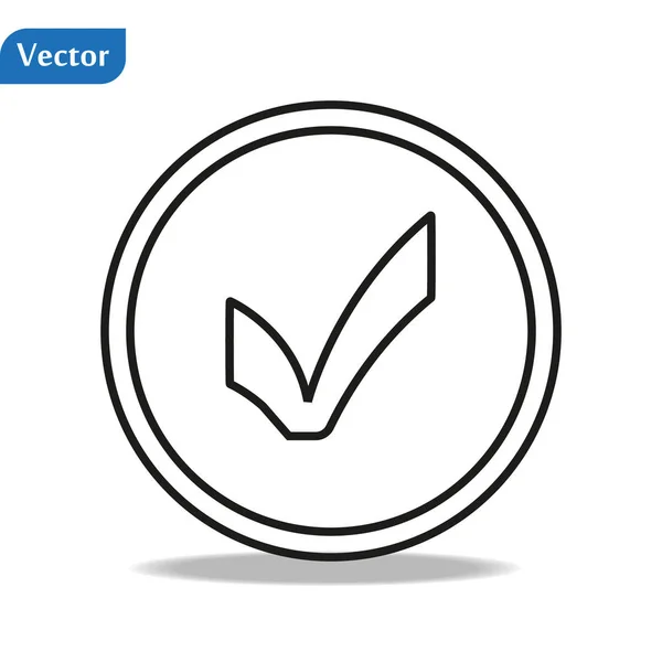 Ikona se symbolem zaškrtnutí. Jedna vysoce kvalitní značka, symbol informací pro návrh webu nebo mobilní aplikace. znaky tenké čáry pro logo návrhu, navštívenku, atd. Osnova-logo šeku — Stockový vektor