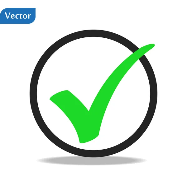 Gree Comprobar icono de marca en un círculo. Marca el símbolo en color negro, ilustración vectorial. eps10 — Vector de stock