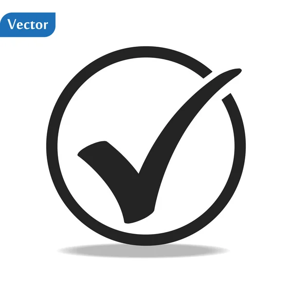 Verifique o ícone de marca em um círculo. Marque o símbolo na cor preta, ilustração vetorial. eps10 — Vetor de Stock