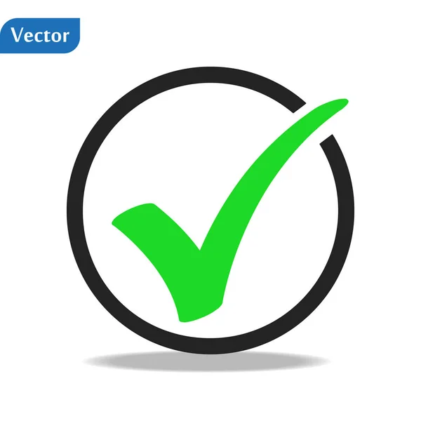 Gree Check ícone de marca em um círculo. Marque o símbolo na cor preta, ilustração vetorial. eps10 —  Vetores de Stock