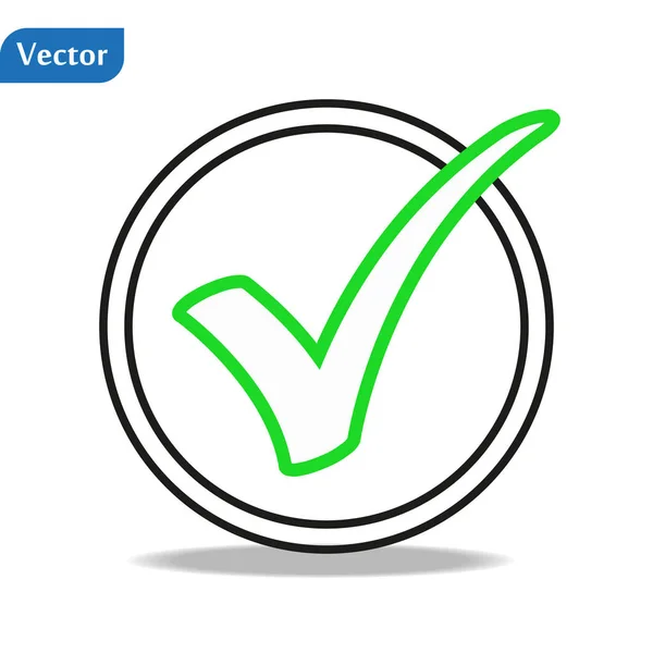 Gree Check mark icon in a round. Символ галочки черного цвета, векторная иллюстрация. eps10 — стоковый вектор