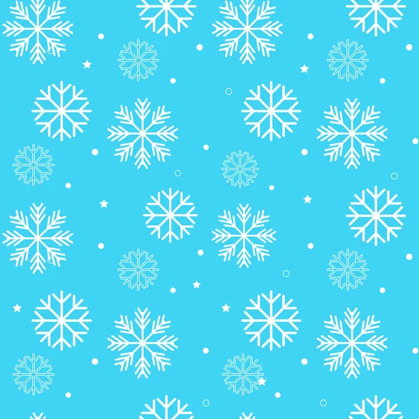 Naadloze witte winter patroon met sneeuwvlokken op blauwe achtergrond. Vector illustratie. — Stockvector
