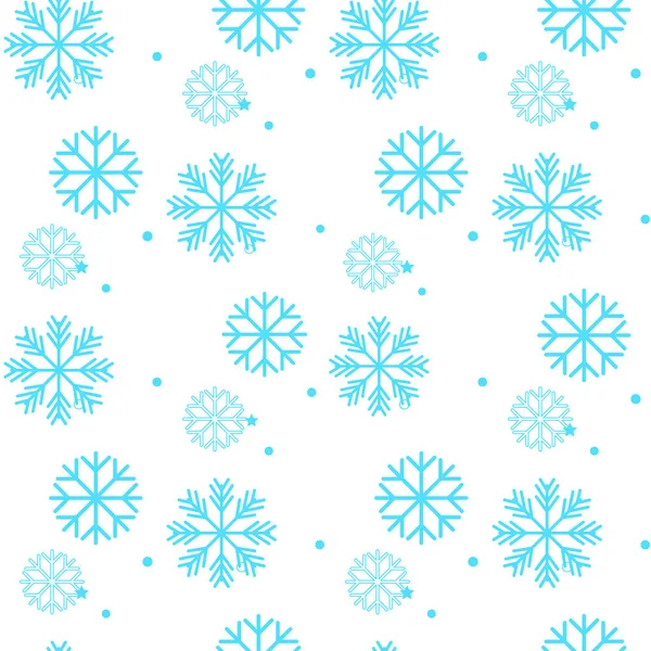 Seamless white winter pattern with snowflakes on blue background. Vector illustration. — Stock Vector