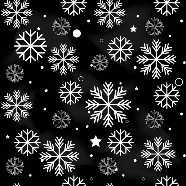 Απρόσκοπτη Ναυτικού μαύρο φόντο με νιφάδες χιονιού. Μοτίβο χιονόπτωση με αφρώδη φωτοβολίδες. — Διανυσματικό Αρχείο