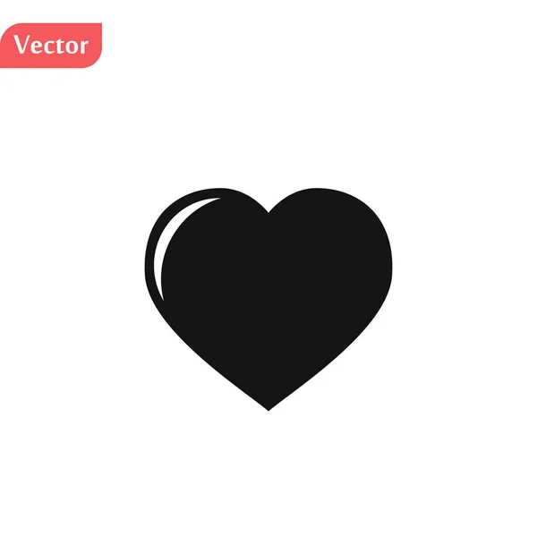 Schwarze Ikone des Herzens auf weißem Hintergrund. Silhouette der Herzform. flache Bauweise. — Stockvektor