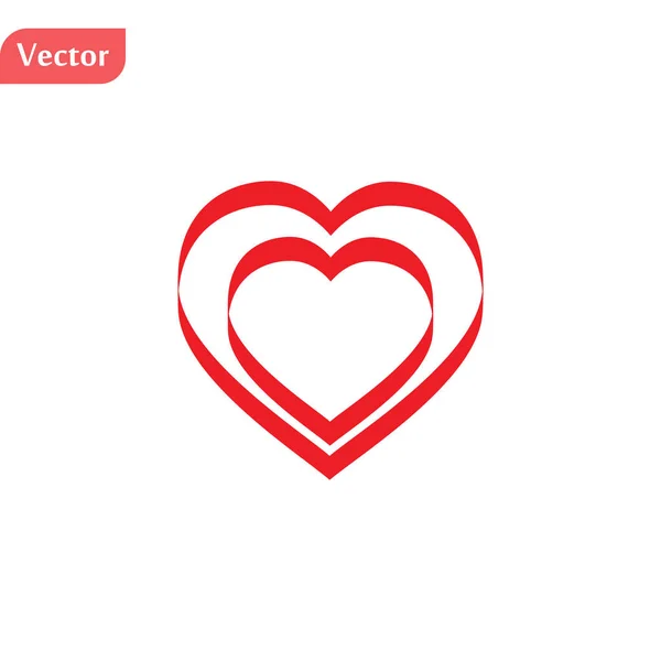 Dubbele van rode vector harten retro stijl en streelde door handen met borstel voor logo, romantische liefde design, bruiloft of Valentine s dag kaart — Stockvector