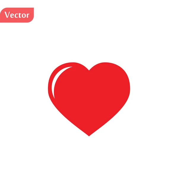 Corazón, símbolo del amor y día de San Valentín. Icono plano rojo aislado sobre fondo blanco. Ilustración vectorial . — Vector de stock