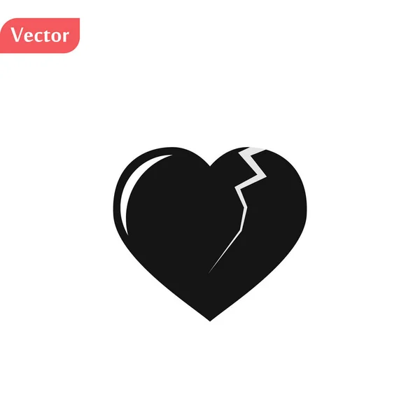 Ilustração de um coração negro partido, isolado sobre fundo branco, ilustração vetorial eps10 — Vetor de Stock