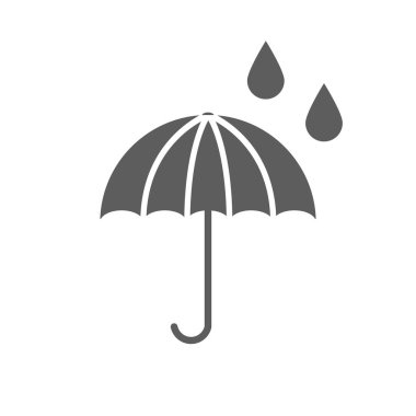 Şemsiye simgesi. Beyaz arka plan üzerinde siyah düz vektör çizimi. Eps 10