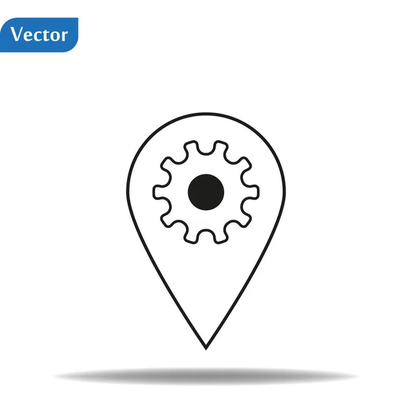 기어 아이콘, 지도 핀, GPS 위치 기호, 흰색 배경에 스톡 벡터 일러스트와 지도 마커. eps10 — 스톡 벡터