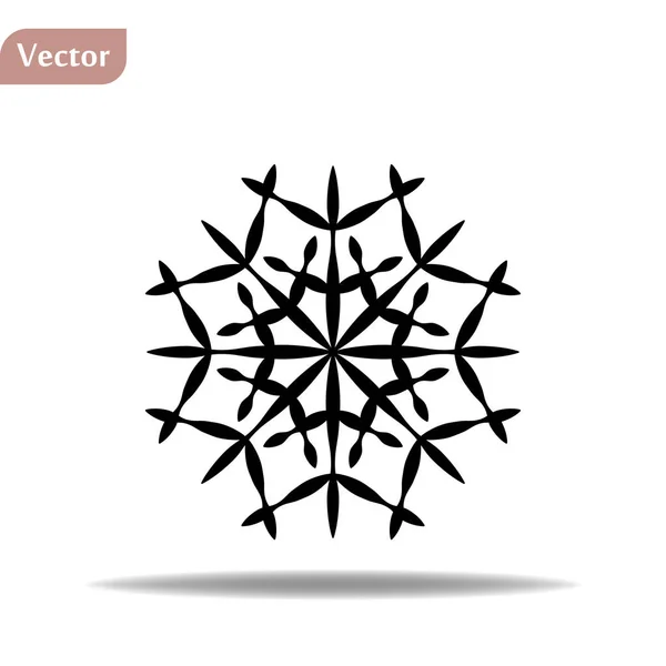 Schwarzer Schneeflockensymbol isoliert auf weißem Hintergrund. Vektorillustration — Stockvektor