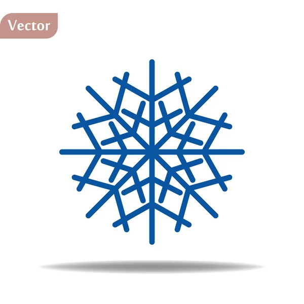 Schneeflockensymbol. blaue Silhouette Schneeflocke Zeichen, isoliert auf weißem Hintergrund. flache Bauweise. Symbol des Winters, gefroren, Weihnachten, Neujahr Urlaub. Grafische Elementdekoration. Vektorillustration — Stockvektor