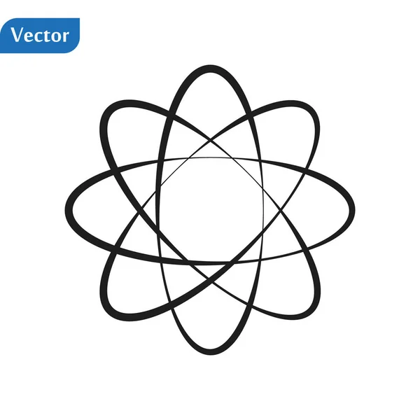 Атомная икона. Научный знак. Логотип Atom. Атомный символ. Ядерная. Электроны и протоны — стоковый вектор