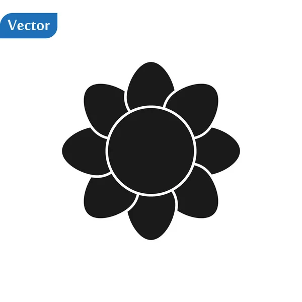 Ícone de flor preta. Clipart flor. Ilustração vetorial isolada sobre fundo branco — Vetor de Stock