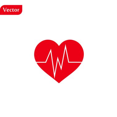 Tıbbi uygulamalar ve web siteleri için kalp atışı nabız düz vektör simgesi